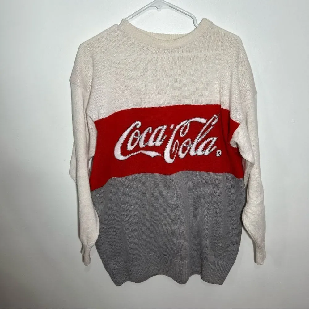 Vintage 1986 Coca Cola Color Block Men's Sweater -- L‎
